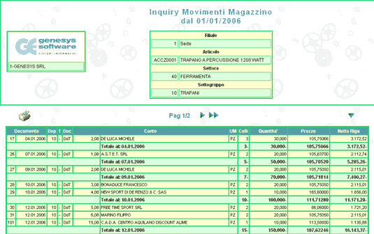 Report Movimenti Magazzino in formato XML