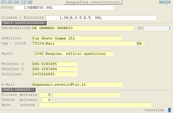 Anagrafica Interlocutori