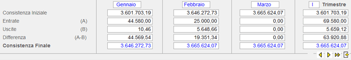Inquiry Cash-flow: videata di piede