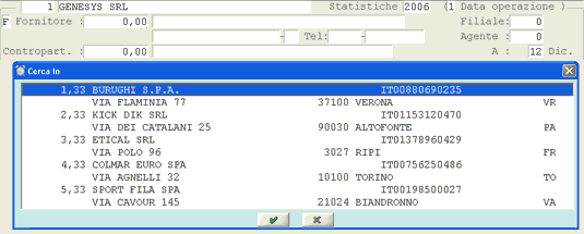 Impostazioni per l'Inquiry statistiche