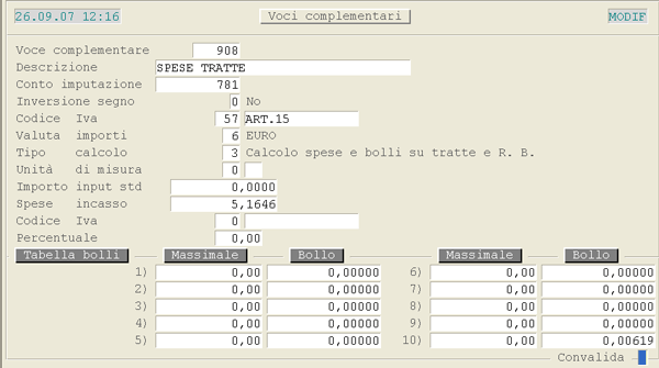 Esempio Voce Complementare per la Gestione Cambiaria