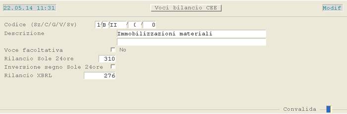 Tabella Voci Bilancio CEE