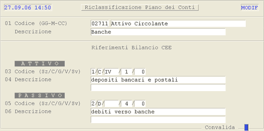 Tabella Riclassificazione Piano dei Conti Genesys
