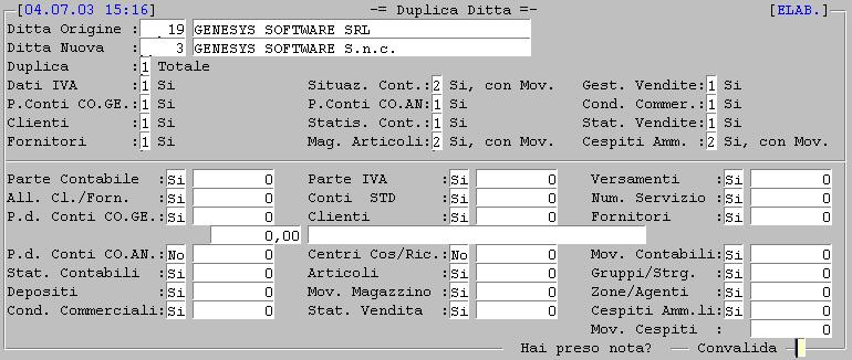 Duplica Ditta/Piano dei Conti.