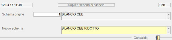 Duplica Schema di Bilancio: videata di selezione