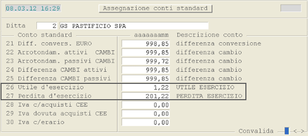 Assegnazione Conti Standard