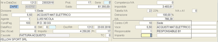 Immissione Prima Nota: rilevazione registrazione ai fini Co.An.