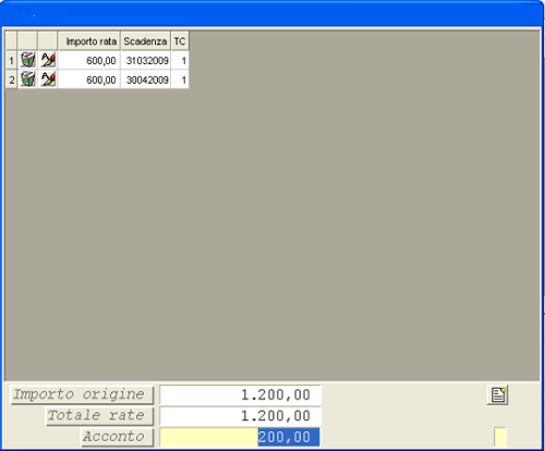 Immissione Prima Nota: window Scadenze