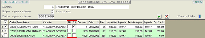 Generazione Giroconto IVA Sospesa