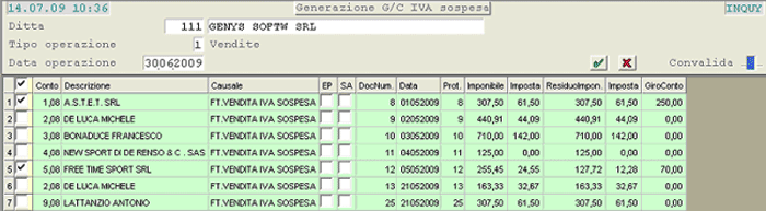 Generazione Giroconto IVA Sospesa
