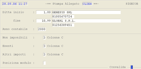 Stampa Allegato Clienti in formato Excel