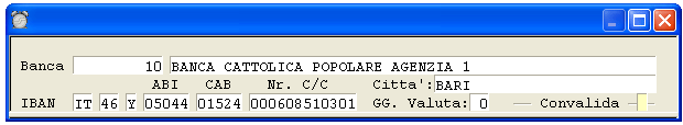 Dati assunti dall'anagrafica del fornitore