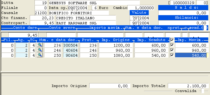 Emissione Bonifico a Fornitore