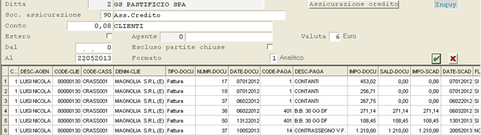 Export Cessioni SIAC: Inquiry in Formato Analitico
