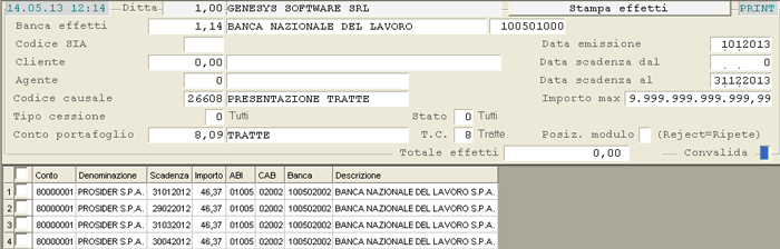 Stampa Effetti: visualizzazione data-grid