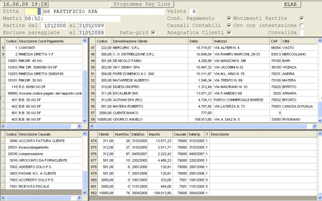 Estratto Conto Pay Line: visualizzazione dati in formato data-grid