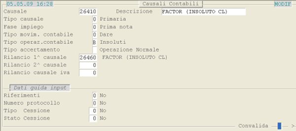 Causale 26.410 - Factor (Insoluto CL)