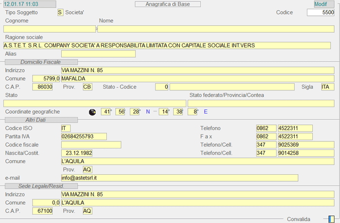 Clienti: Anagrafica di Base
