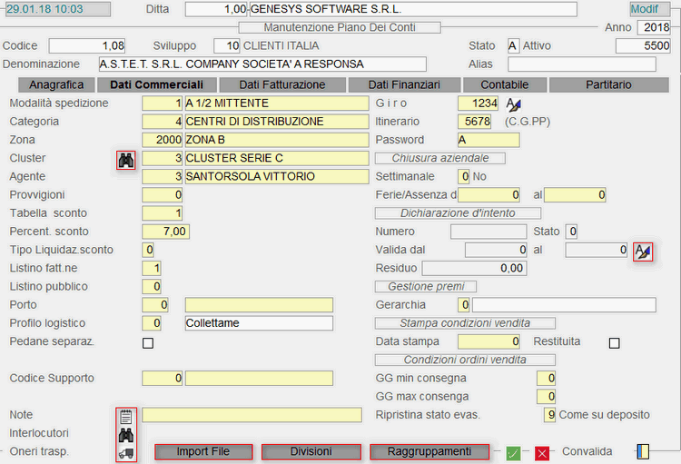 Clienti: Dati del Rapporto Commerciale - 2° videata