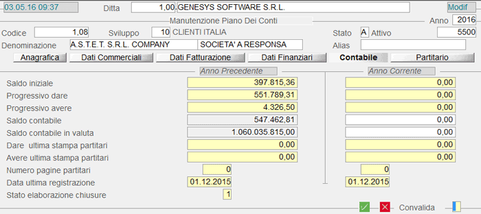 Clienti: Dati Contabili - 5° videata
