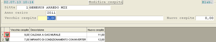 Modifica Codice Cespite