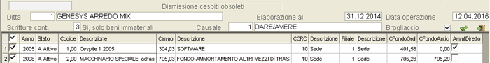 Dismissione Cespiti Obsoleti (beni immateriali)