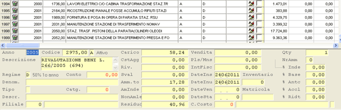Import Cespiti da flusso csv: modifica/completamento dati Cespite