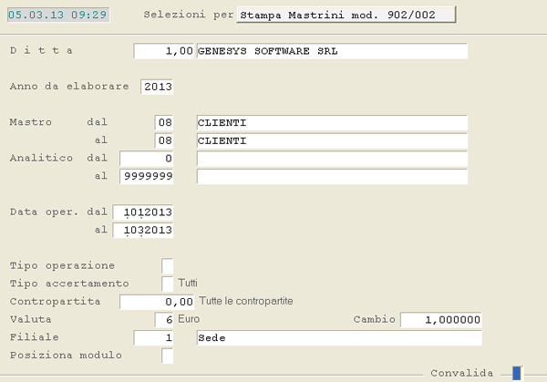 Selezioni per la Stampa Partitari
