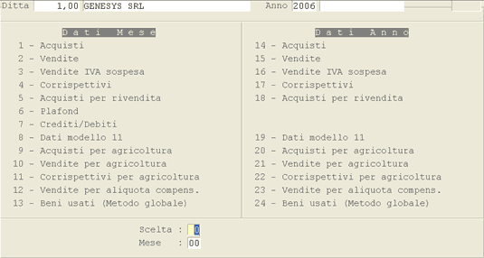 Selezione per l'interrogazione dei dati I.V.A.
