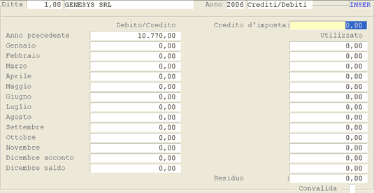 Gestione Crediti/Debiti speciali