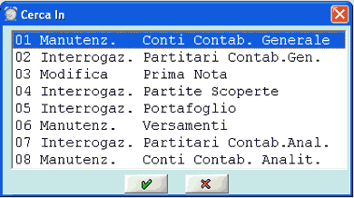 Funzioni accessibili con il tasto F9