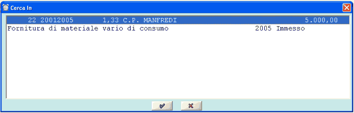 Validazione Impegni: find di selezione