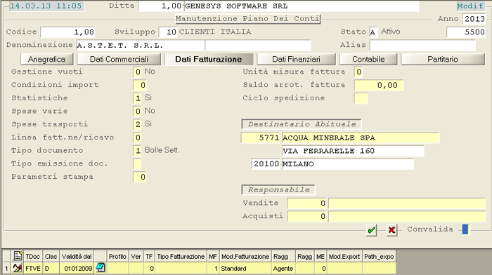 Clienti: Dati Fatturazione - 3° videata