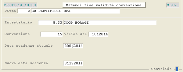 Estendi Fine Validità Convenzione