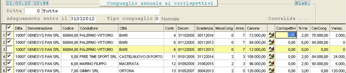 Funzione di Conguaglio ai Corrispettivi