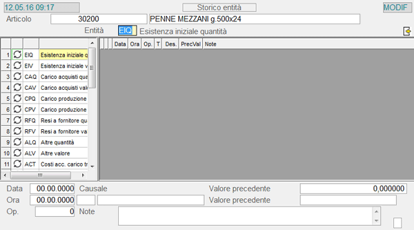 Window Storico Entità