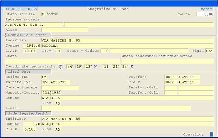 Clienti: Anagrafica di Base