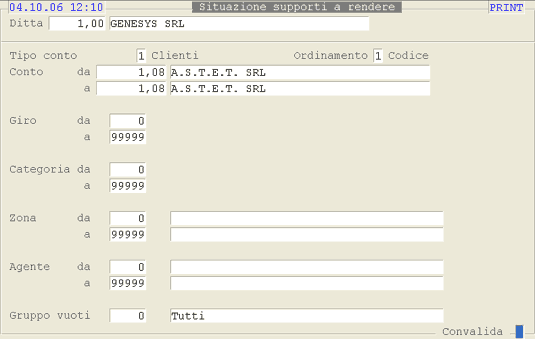 Selezioni per la Stampa Situazione Supporti