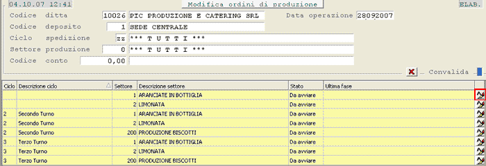 Modifica Ordini di Produzione