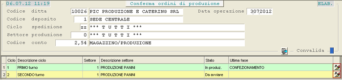 Conferma Ordini di Produzione