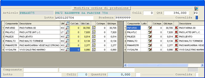 Modifica Ordini di Produzione
