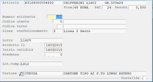 Window stampa Etichette Colli