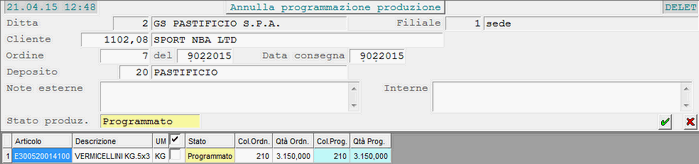 Dettaglio Articoli dell'Odv/Contratto selezionato