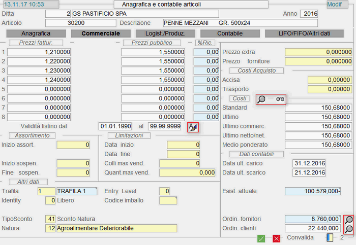 Commerciale - 2° videata