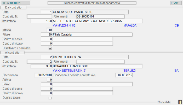 Duplica Contratti di Fornitura in Abbonamento