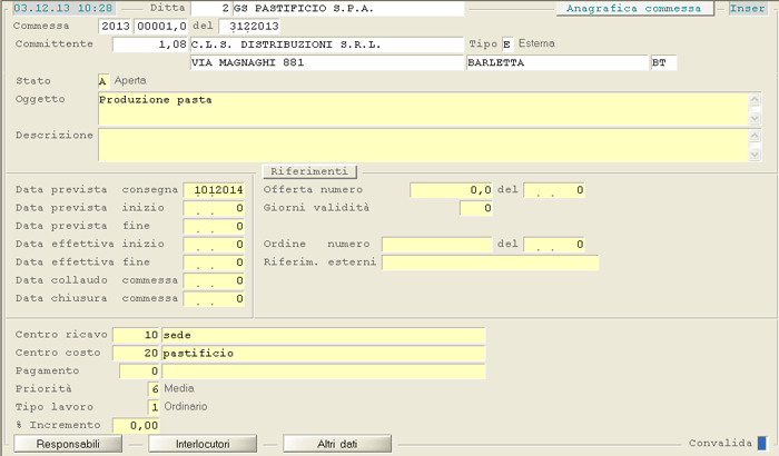 Anagrafica Commessa