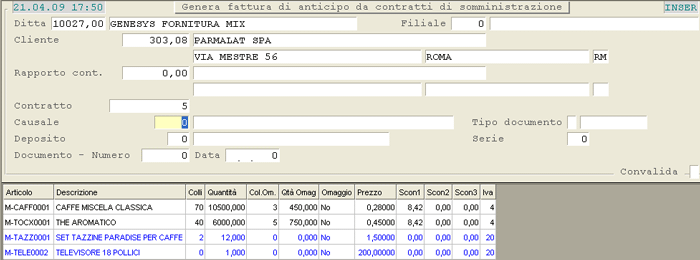 Emetti Fattura di Anticipo