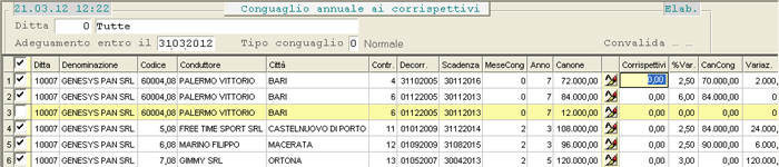 Funzione di Conguaglio ai Corrispettivi