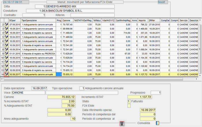 Manutenzione Movimenti Fatturazione/F24 Elide