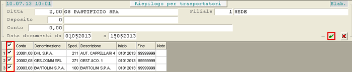 Flusso Piattaforma Logistica - Distribuzione Documenti: selezione Clienti